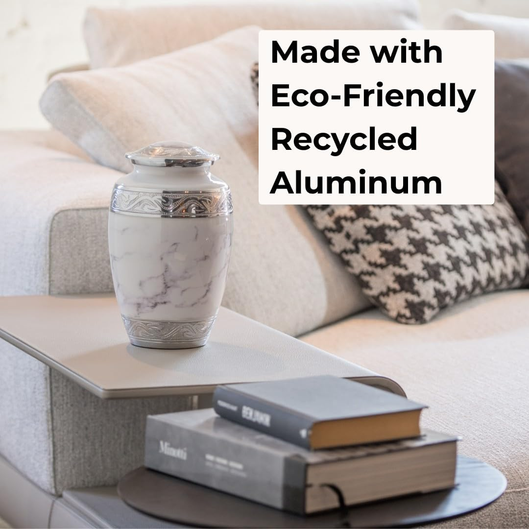 GR8 Keepsakes White Marble Urn with 4 Small Keepsake Urns for Human Ashes - Adult Male, Female, Decorative Cremation Urn image number 4