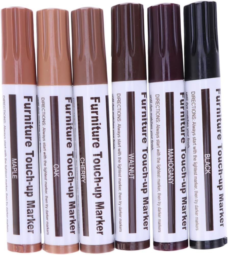 STOBOK Furniture Touch-Up Pen Set 6 Pcs Wood Furniture Markers Hide Marks Quick Dry Fade Resistant image number 2