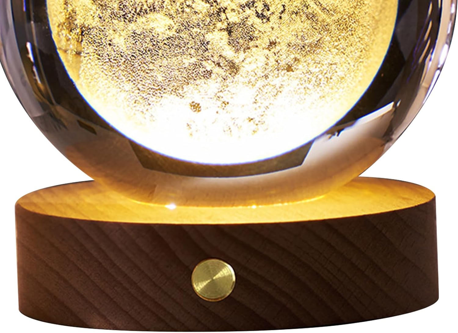 3D Crystal Ball Night Light, Innovative Crystal Ball Lamp Rechargeable with Wooden Base, Versatile Soft Light Crystal Light for Home Bedroom Decoration (Moon) image number 4