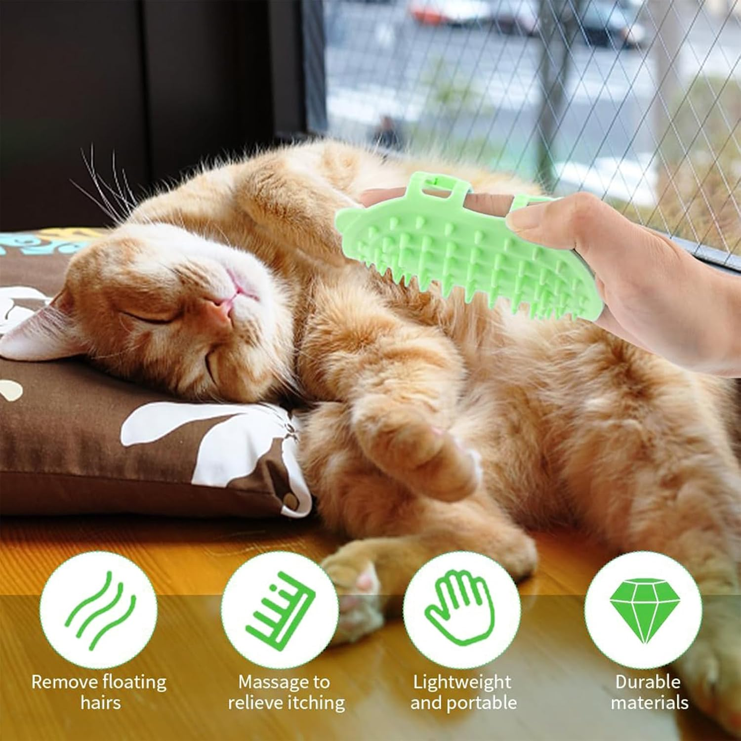 Qaestuan Pack of 4 Self-Cleaning Cat Brush, Silicone Massage Corner for Cats, Silicone Cat Care Massage Hair Loss Brush with Strap, Grooming Brush Cat, for Cats Massage and Hair Removal image number 2