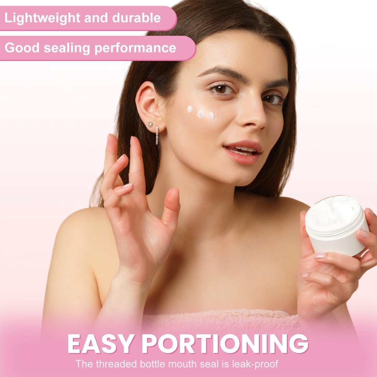 Ericotry White Plastic Jar with Dome Lid 8 Oz (250G) Refillable Make-Up Cosmetic Jars Empty Face Cream Lip Balm Lotion Storage Container Pot Case (Pack of 6)