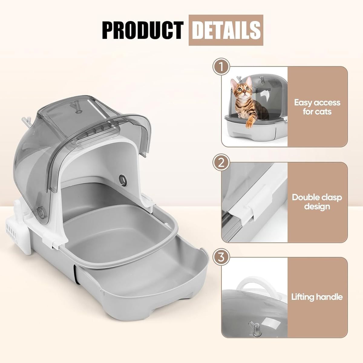 AIMALL Cat Litter Box, Oversized Fully Enclosed Toilet, Odor-Control with Easy Drawer Access, 20.5 X 16.5 X 12.8 Inches