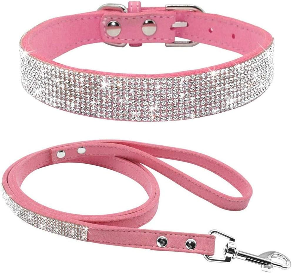 ETOPARS Crystal Diamond Cat & Dog Collar Leash Set, Dazzling Rhinestone Collar & Harness for Small & Medium Dogs image number 4