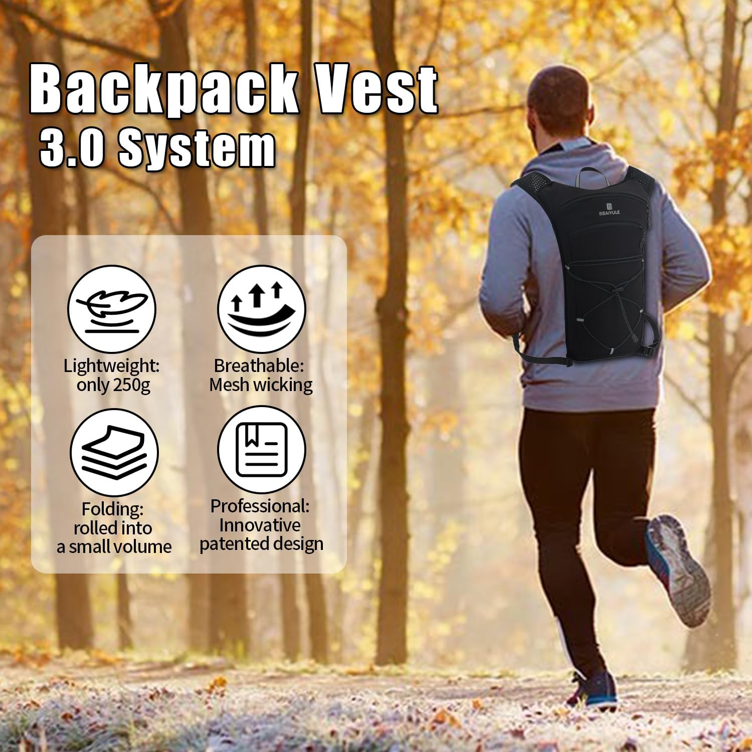Lightweight Running Vest Backpack Outdoor Sports Trail Racing Marathon Hiking Fitness Bag Hydration Vest Pack for Men Women,Cycling Hydration Backpack Water Backpack image number 5