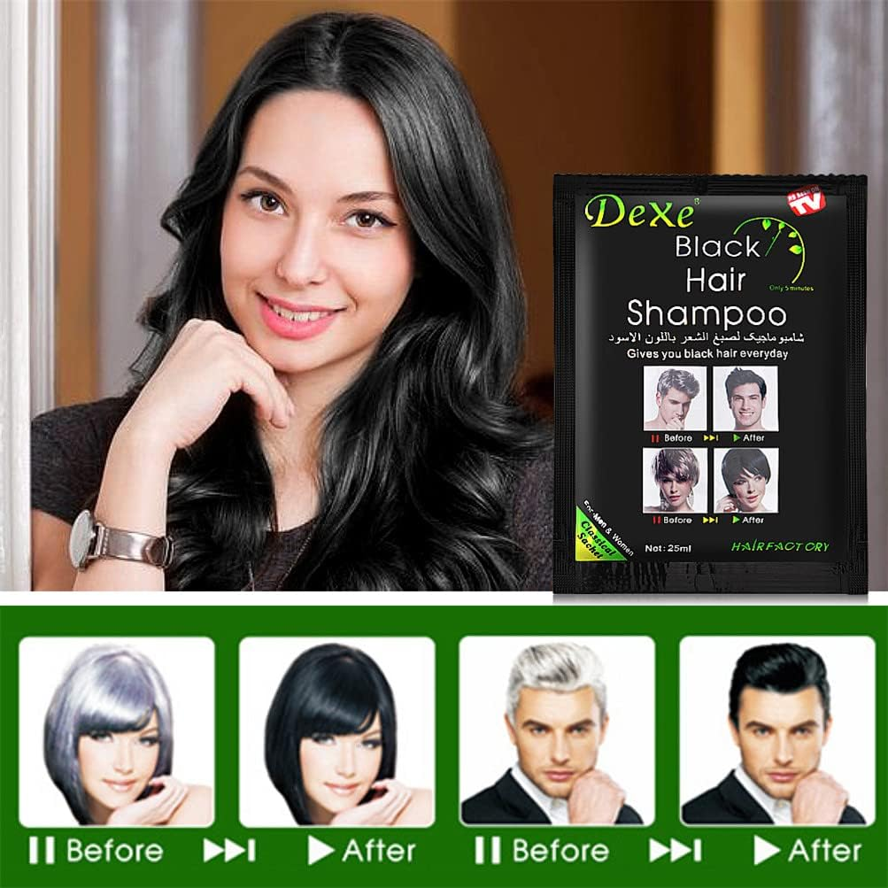 30 PCS Black Hair Shampoo 5 Mins Dye Hair into Black Herb Natural Faster Black Hair Restore Colorant Shampoo Treatment Restore Hair Shine, and Reduce Frizz, Regain Youth for Your Hair image number 4
