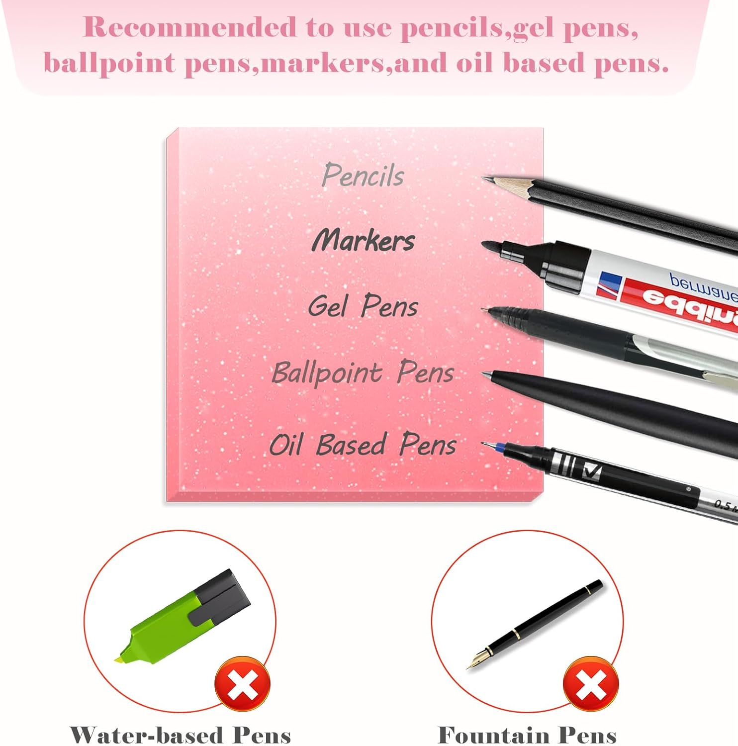 BAYTORY 250 Sheets Glitter Transparent Sticky Notes, 3 X 3 Clear Memo Pads, Waterproof Self-Stick Note, See through Aesthetic Self-Adhesive Note for Bible Accessories (Gradient Color) - White image number 2