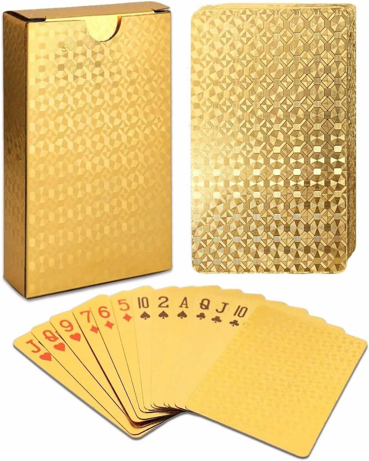 TISSNANY Luxury Playing Cards - Premium PET Material, Waterproof & Scratch-Resistant, Gold-Textured Deck for Poker/Gift/Camping (52+2 Cards W/Golden Collector'S Box) image number 5