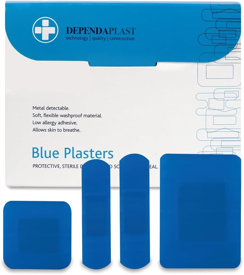 Reliance Medical Ref 456 Blue Dependaplast Plasters Metal Detectable Safety First Aid - Protect from Water and Low Allergy Adhesive with Assorted Sizes - Easily Detectable (Pack of 100) image number 4