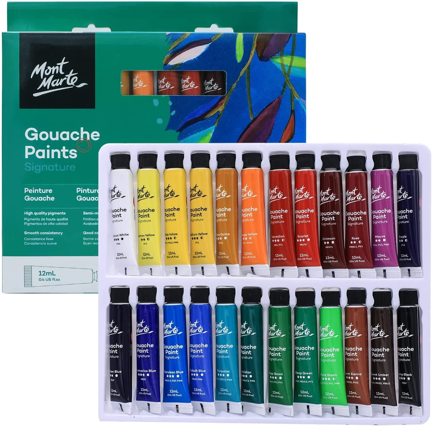 Mont Marte Gouache Paint 24-Pieces Set, 12 Ml image number 5