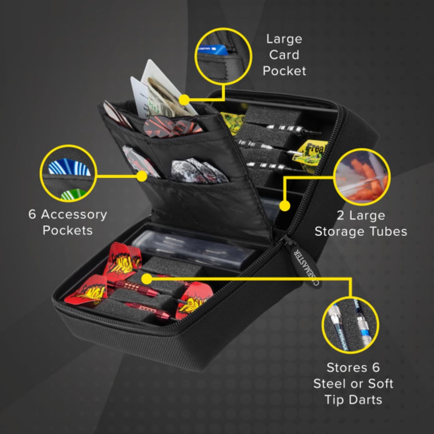 Casemaster by GLD Products Unisex-Adult Dart Nylon Storage/Travel Case 36-0901-01, Black, Approx. 0.71 Inch/1.8Cm