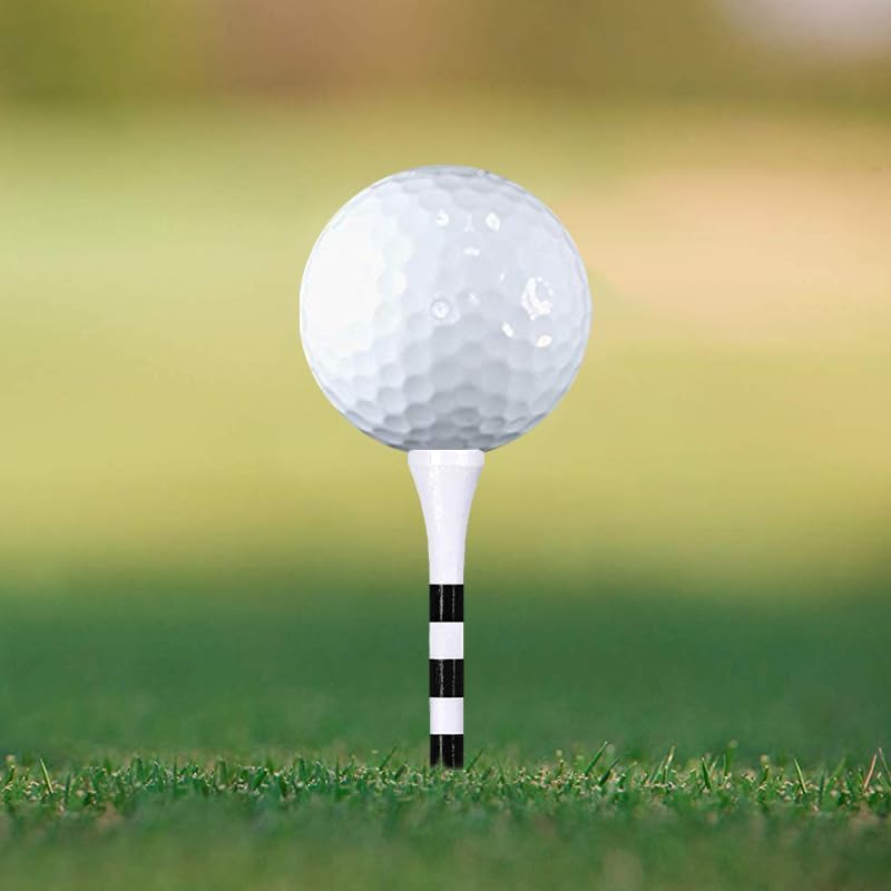 Zivisk Wooden Golf Tees 2-3/4 Inch or 3-1/4 Inch Pack of 100,Reduce Friction & Side Spin,More Durable & Stable Golf Wood Tees(White & Color-Stripe) image number 3
