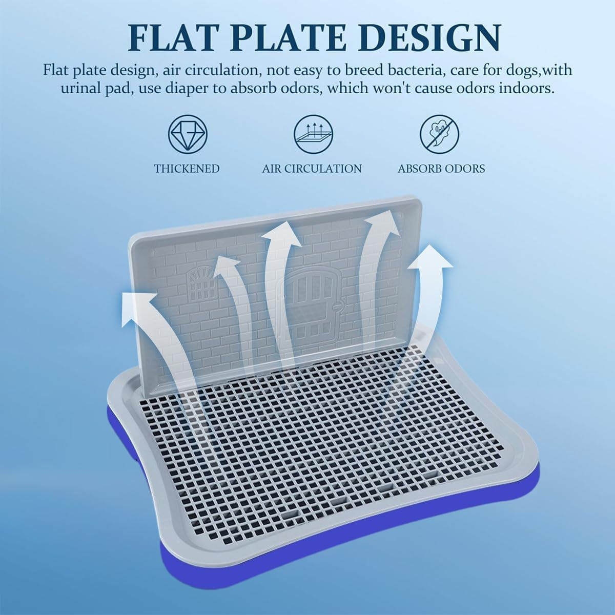AIMALL Indoor Dog Potty Trainer, Small to Medium Breed Pet Toilet with Raised Edges, Anti-Slip Pee Tray, Easy Clean Grid System - 20.08"X15.55"X1.38" - Blue image number 5