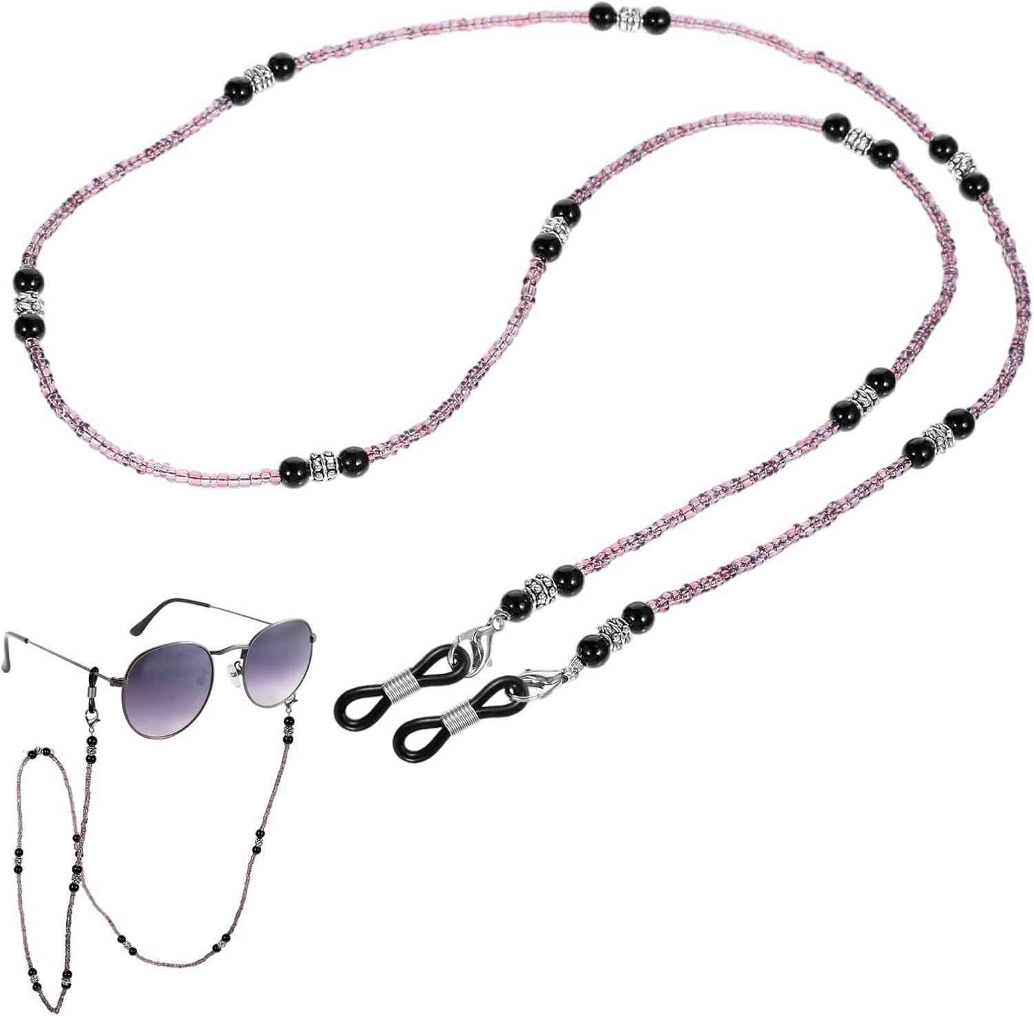 Xelsluthe Beaded Glasses Chain for Women, Eyeglass Strap Holder around Neck, Bead Women&rsquo;S Eyeglass Chain, Sunglasses Lanyard, Reading Glasses Necklace, Purple image number 3