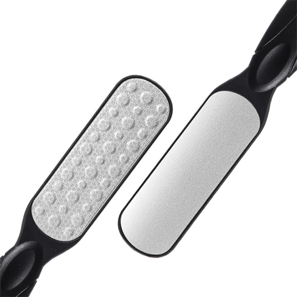 Two-Sided File - Pedicure Feet Scrubber with Handle for Callus, Dry, and Dead Skin Removal - Heel Scraper for Feet, Hands, and Body - Foot Filer for Use in Shower (Black, One Size) image number 2