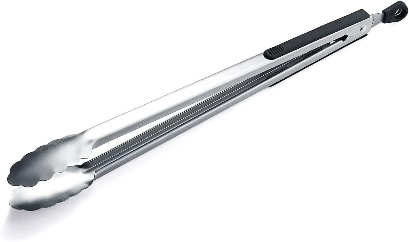 HOMQUEN 16 Inch Barbecue Tongs, Stainless Steel Barbecue Tongs, Premium Barbecue Tongs for Cooking, Metal Tongs for Solid Meat, Locking Kitchen Tongs, Stylish Robust Cooking Tongs image number 6