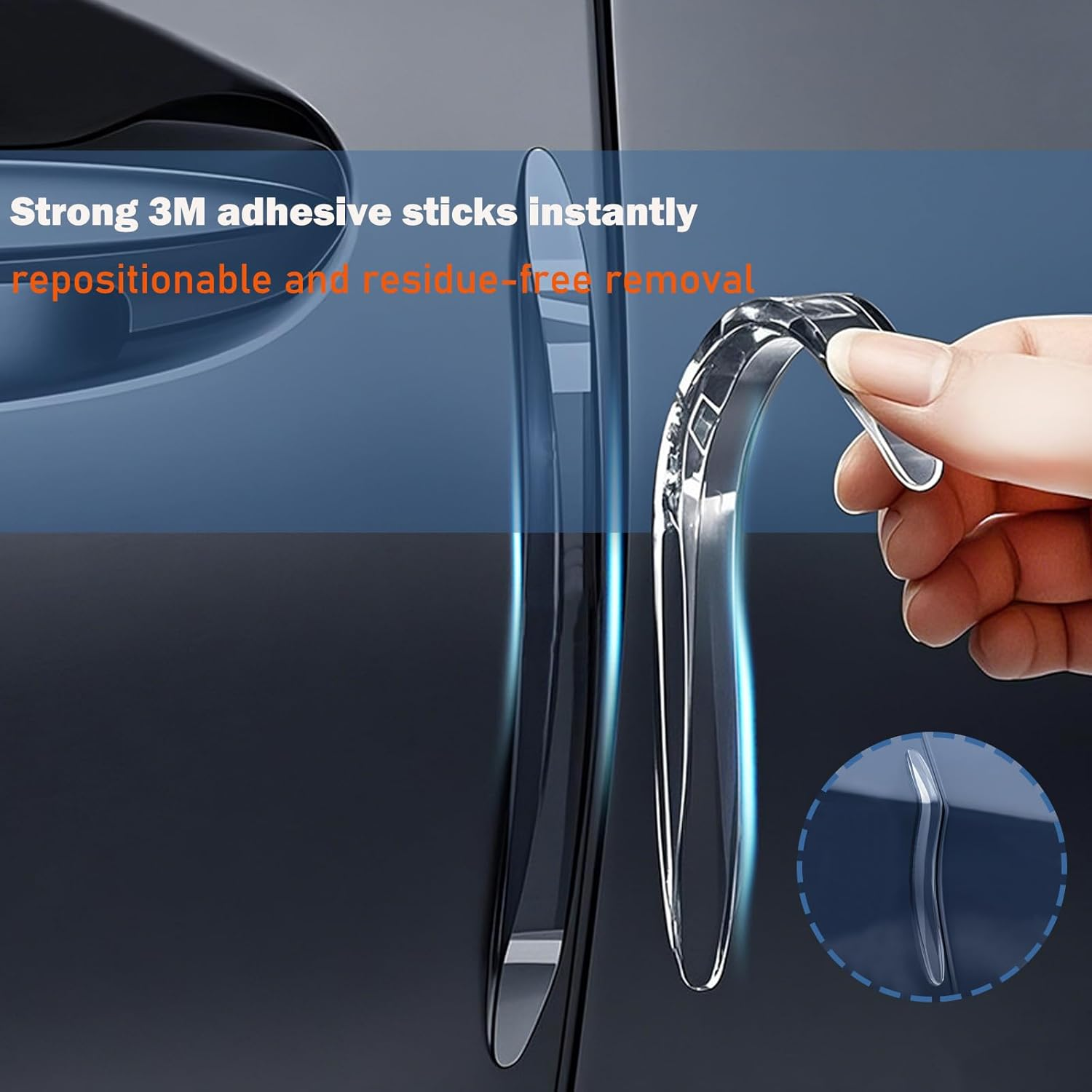 SILHOL 8Pieces Car Door Edge Protectors, anti Scratch Guard Strips for Doors, Handles, Mirror and Bumper (Clear) image number 1