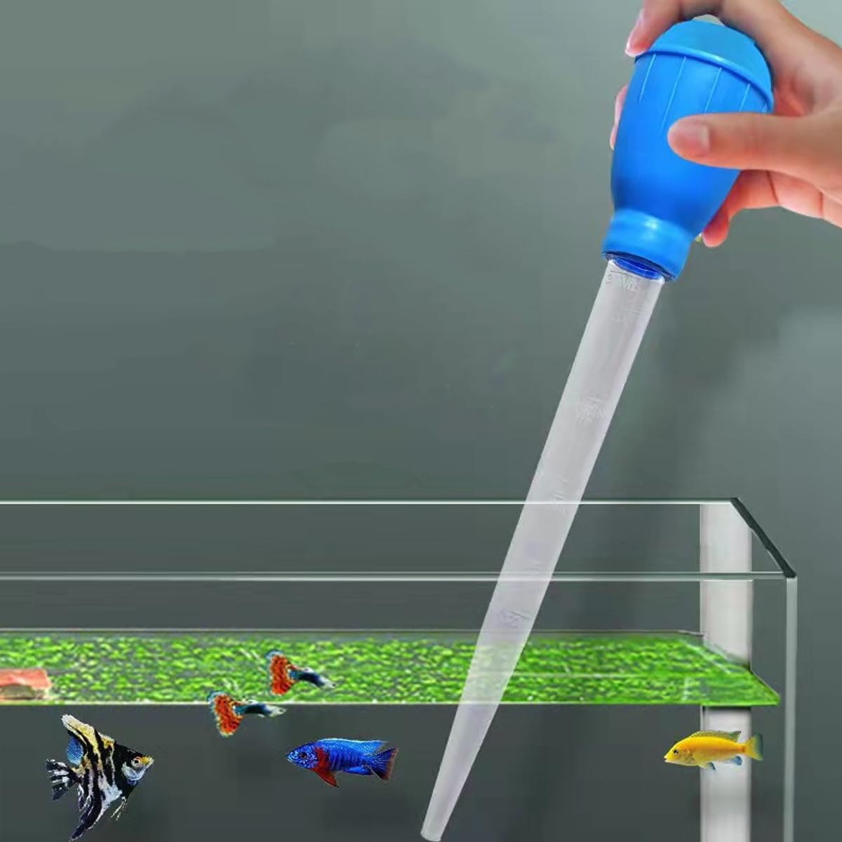 AIMALL Multi-Purpose Aquarium Cleaner - Fish Tank Water Changer and Waste Remover, 16.9-Inch Coral Feeding Tool, Versatile Suction Device - Blue-2Pcs image number 5