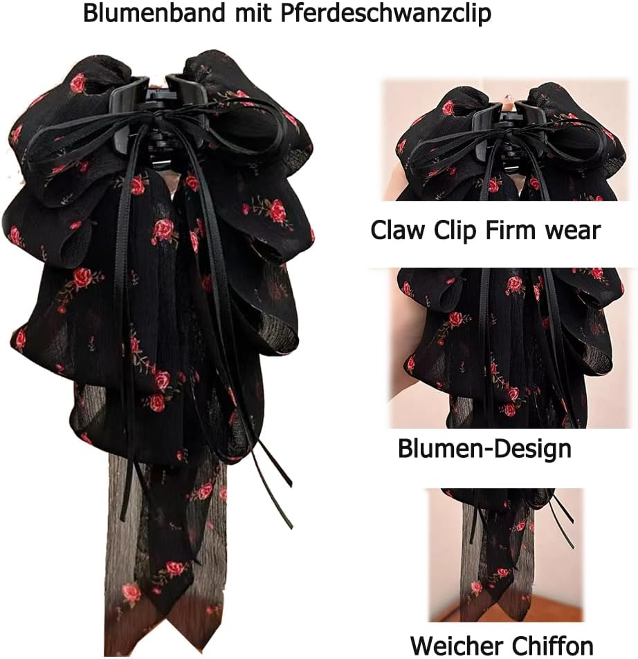 Hair Clips with Claw Clip, Chiffon Strap Ponytail, Hair Band, Butterfly, Hair Accessories for Women and Girls (Pack of 1) image number 4