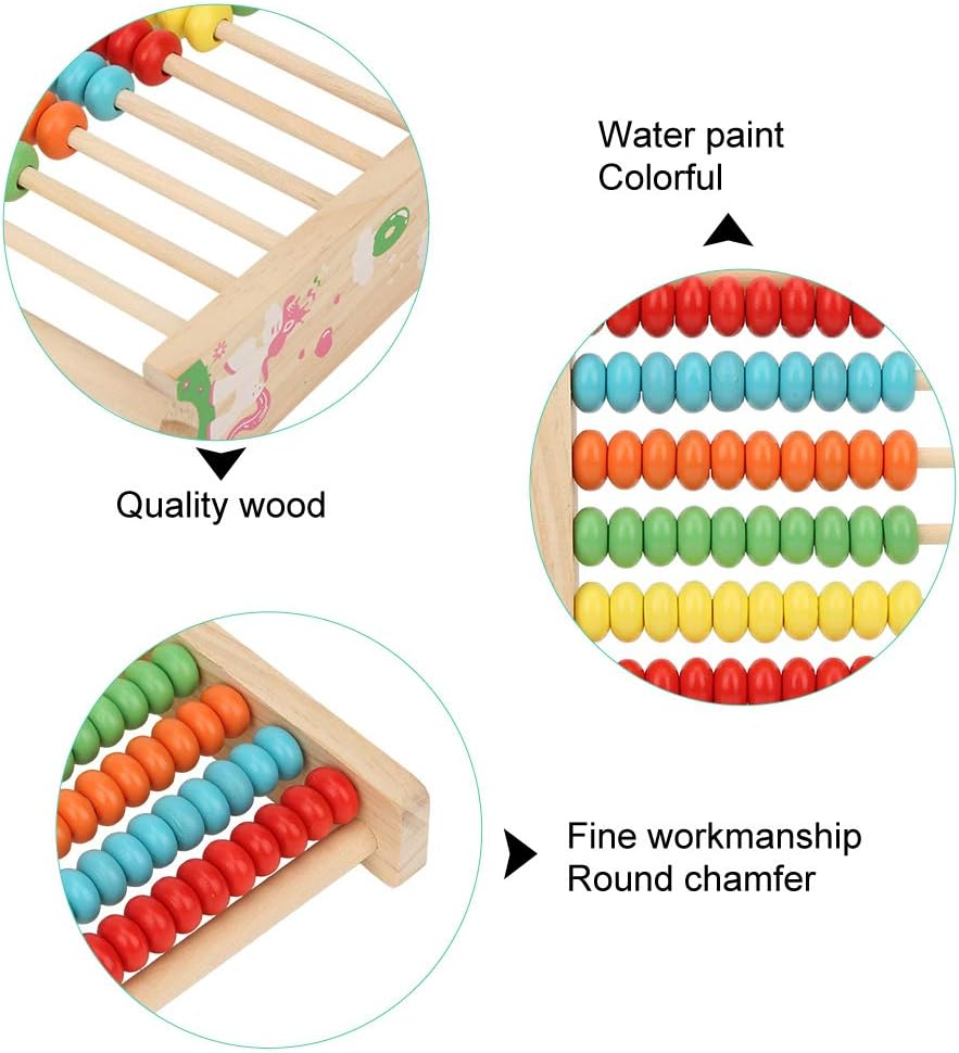 Easier to Assemble Kid Toy, Kid Wooden Abacus, Office School Children'S Playground for Home Kid(Pine Colorful Calculation Frame) image number 2
