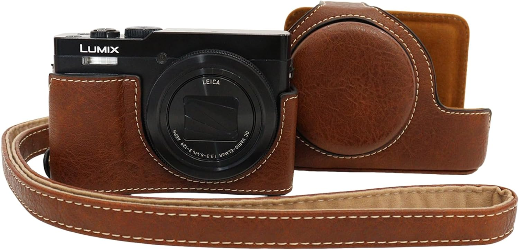 VOVMOEYA for Panasonic Lumix DC-TZ99/ZS99 Case - PU Leather Scratch-Resistant Cover for Lumix TZ99/ZS99 Case, with Removable Protective Cover, Adjustable Shoulder Strap