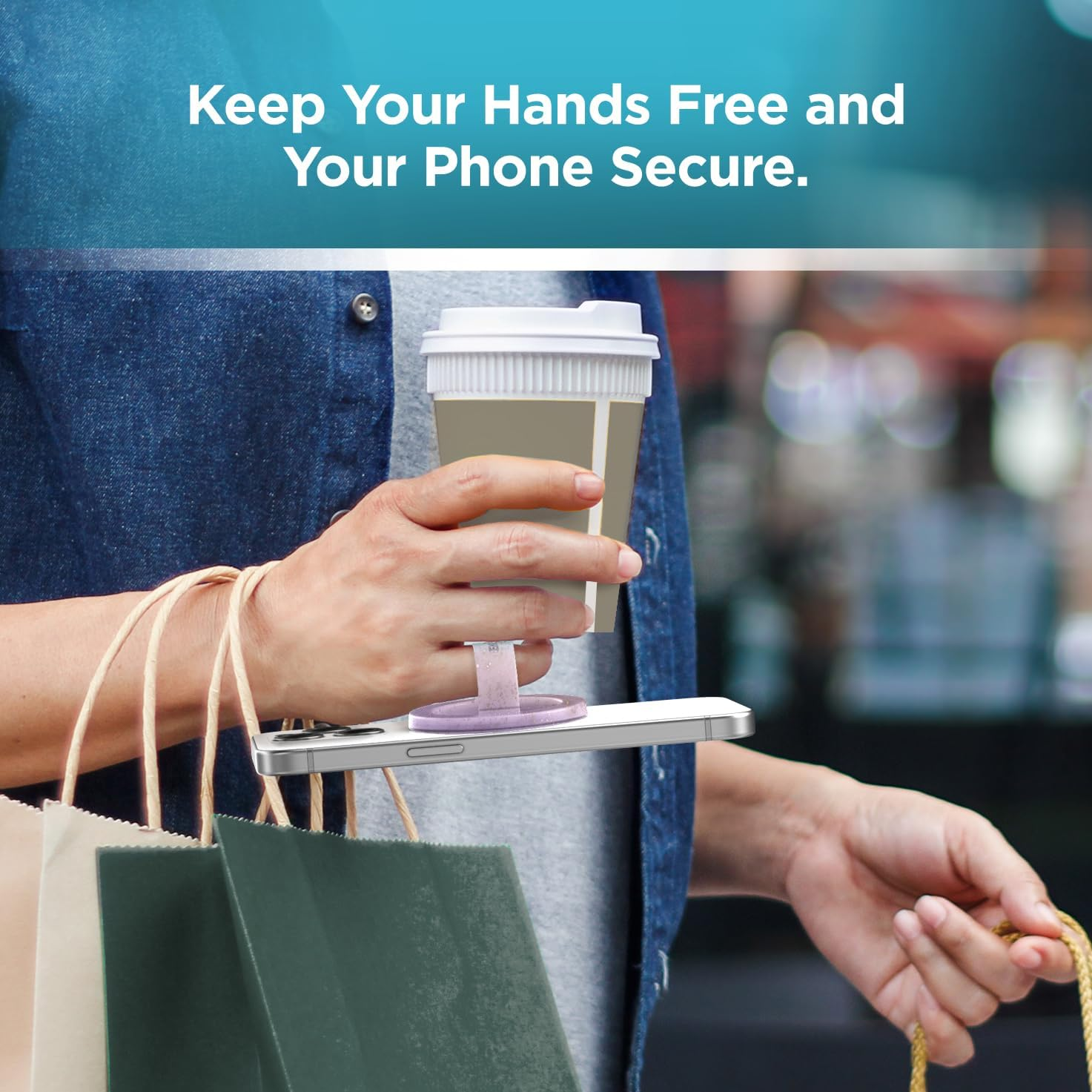 Encased Magnetic Phone Grip Holder (Compatible with Magsafe) Sparkle Silicone Finger Loop Ring for Iphone (Gradient Dream) image number 2