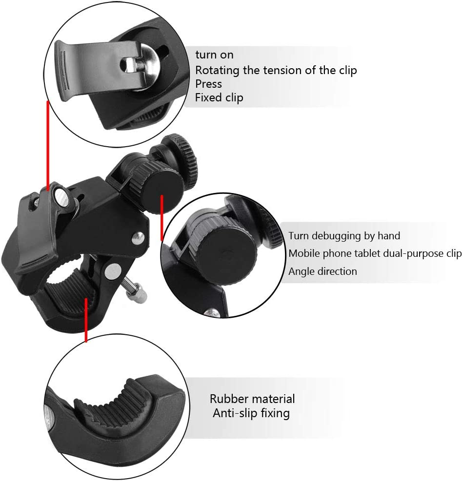 Mr.Power Muti Functions Microphone Mic Stand Mount Phone Holder Clip for Tablet PC Compatible with Ipad, Iphone, Samsung, Moto, Huawei, HTC, Google, Blackview, Smart Phones (Tablet Holder) image number 5