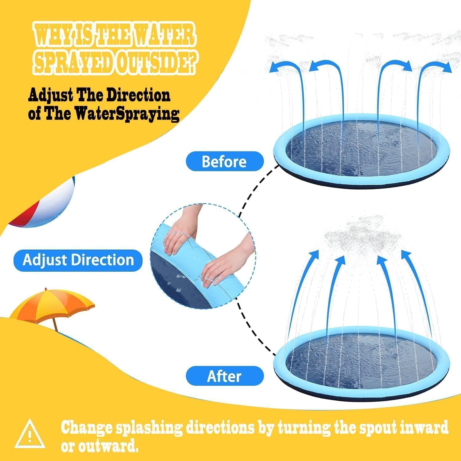 Splash Pad for Kids and Dogs, Non-Slip Sprinkler Pad Thicken Pool Summer Outdoor Water Toys, Backyard Fountain Play Mat for Baby Toddlers Boys Girls Pet(67Inch)