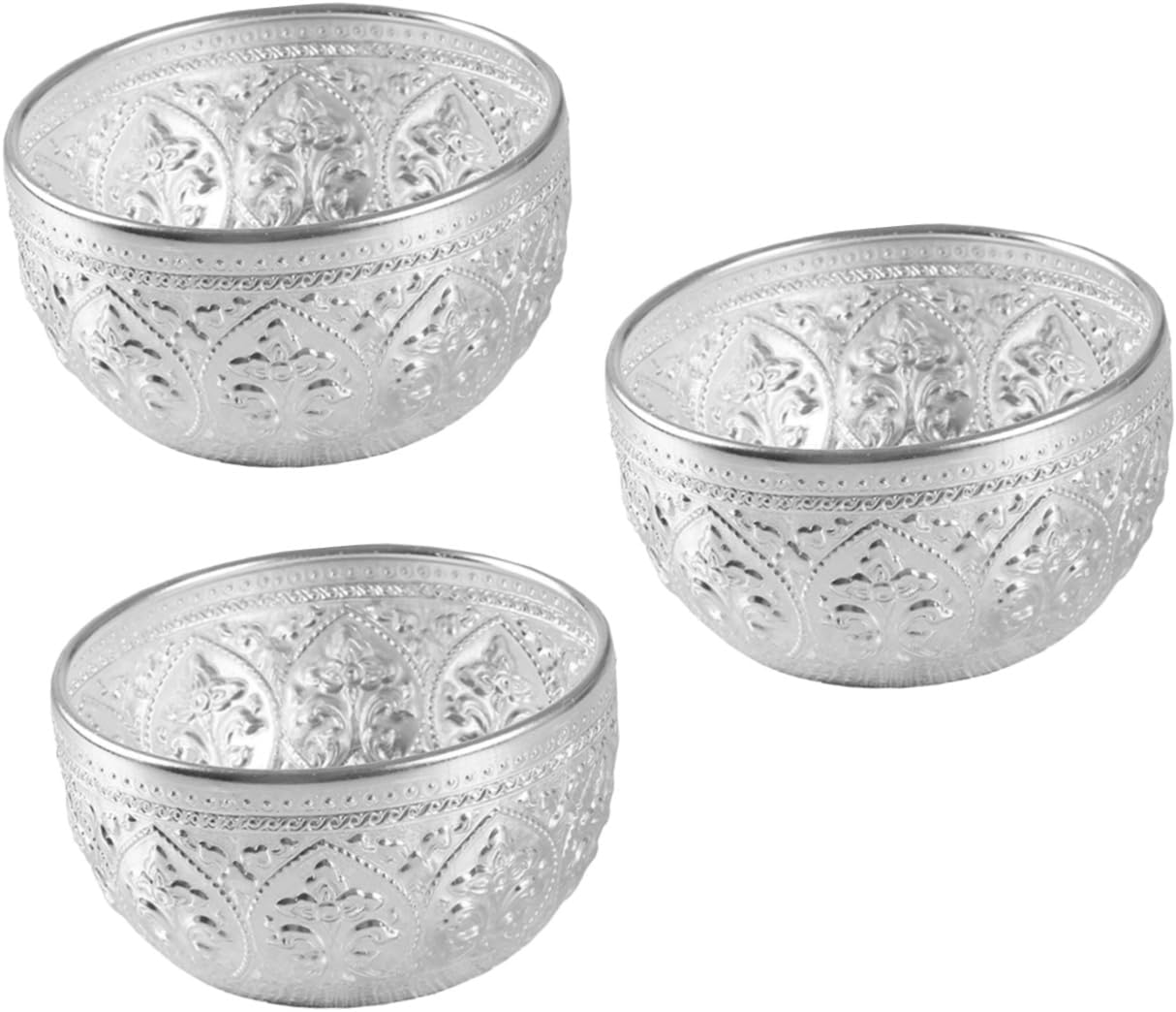 HOMSFOU 3Pcs Thai Bowl Offering Bowl Thai Rice Serving Bowl Spa Decor Retro Decor Aluminum Water Bowl Vintage Decor Golden Bowl Bathroom Decorations Carved Tin Bowl Multipurpose Condiment