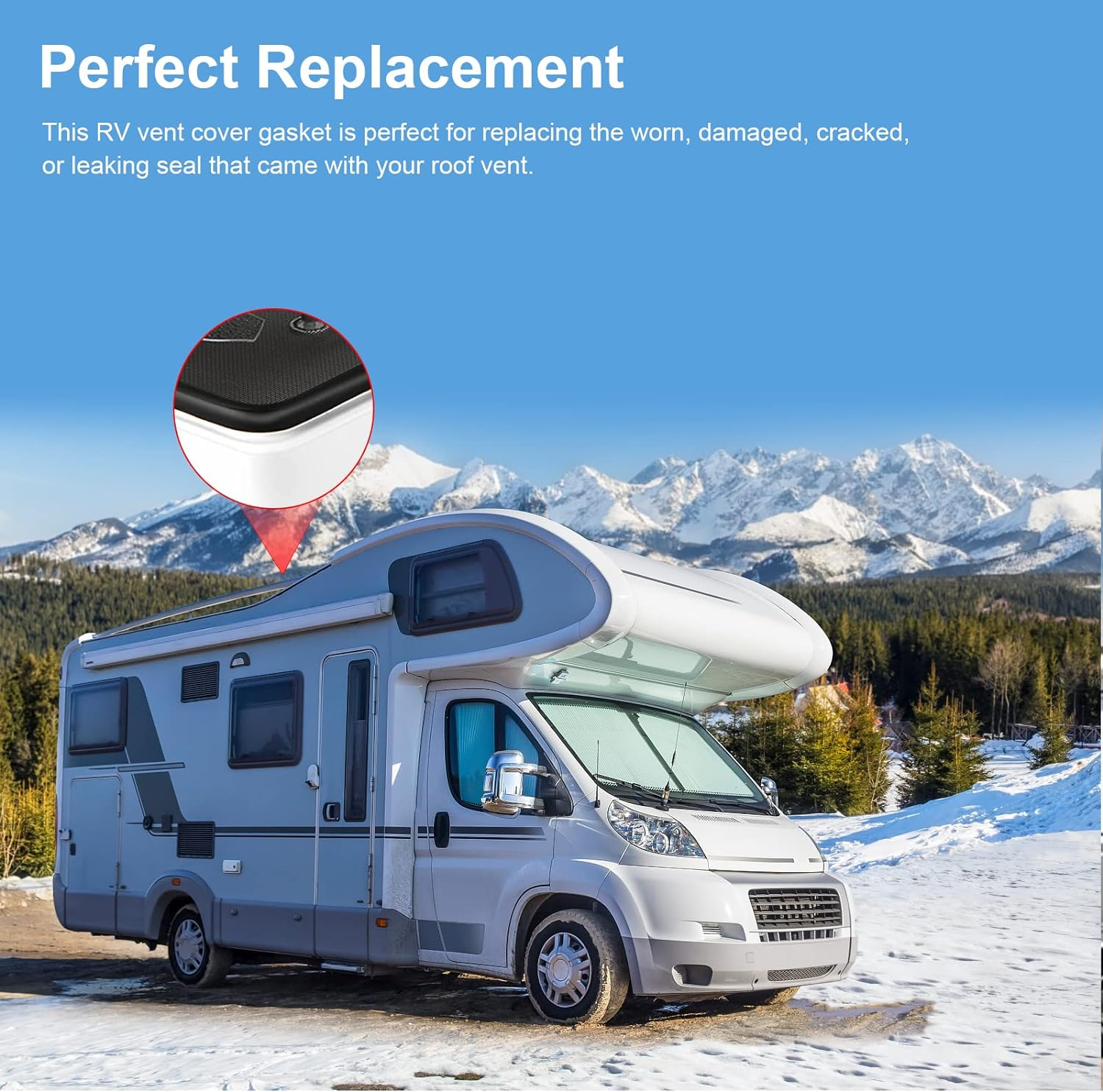 SZKXMJ Rv Roof Vent Seal Vinyl Seal Rv Sealfor Ventline, Hengs and Camco Roof Vents (59INCH, Black) image number 1