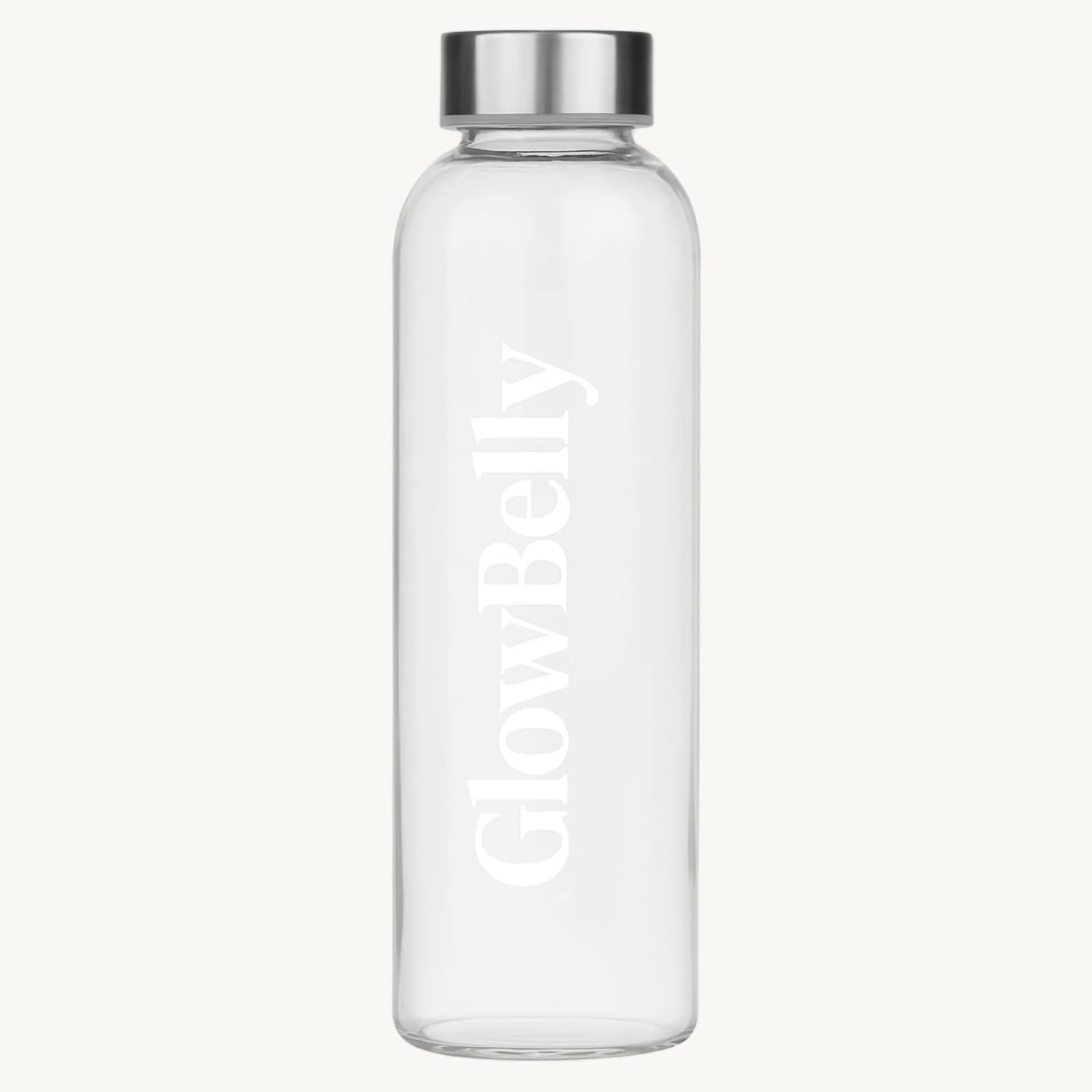 Glowbelly Glass Water Bottle 500Ml, Bpa-Free Borosilicate Glass with Stainless Steel Screw Lid, Reusable, Leakproof & Eco-Friendly, for Office, Gym, Travel & Everyday Hydration