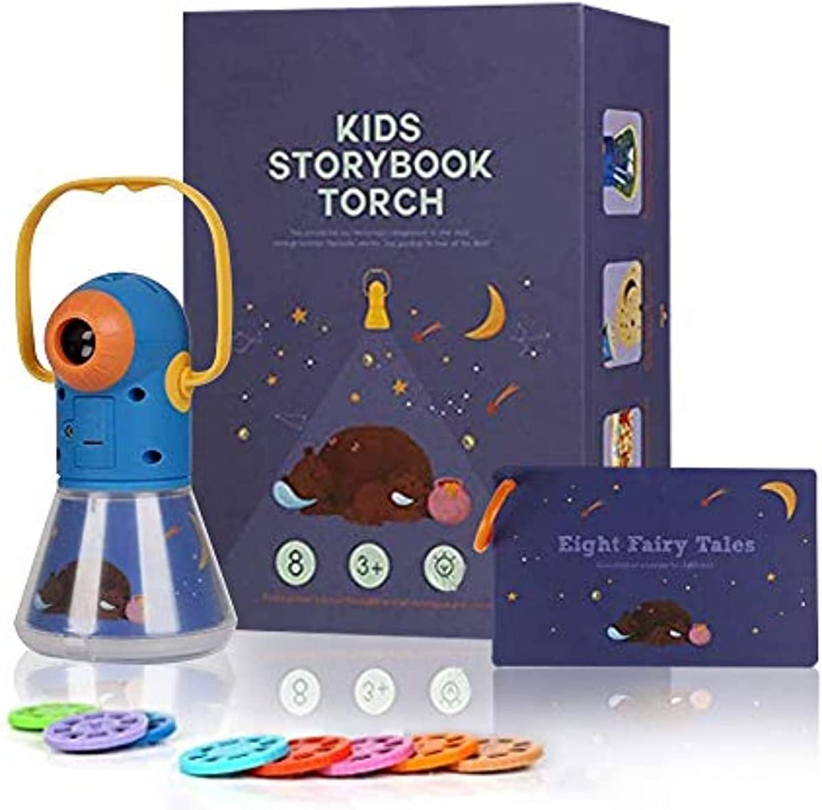 Kids Multifunctional Story Projector, Night Lights Storybook Toy, Educational Toys Gifts for 3-12 Year Old Boys/Girls, Yellow image number 6