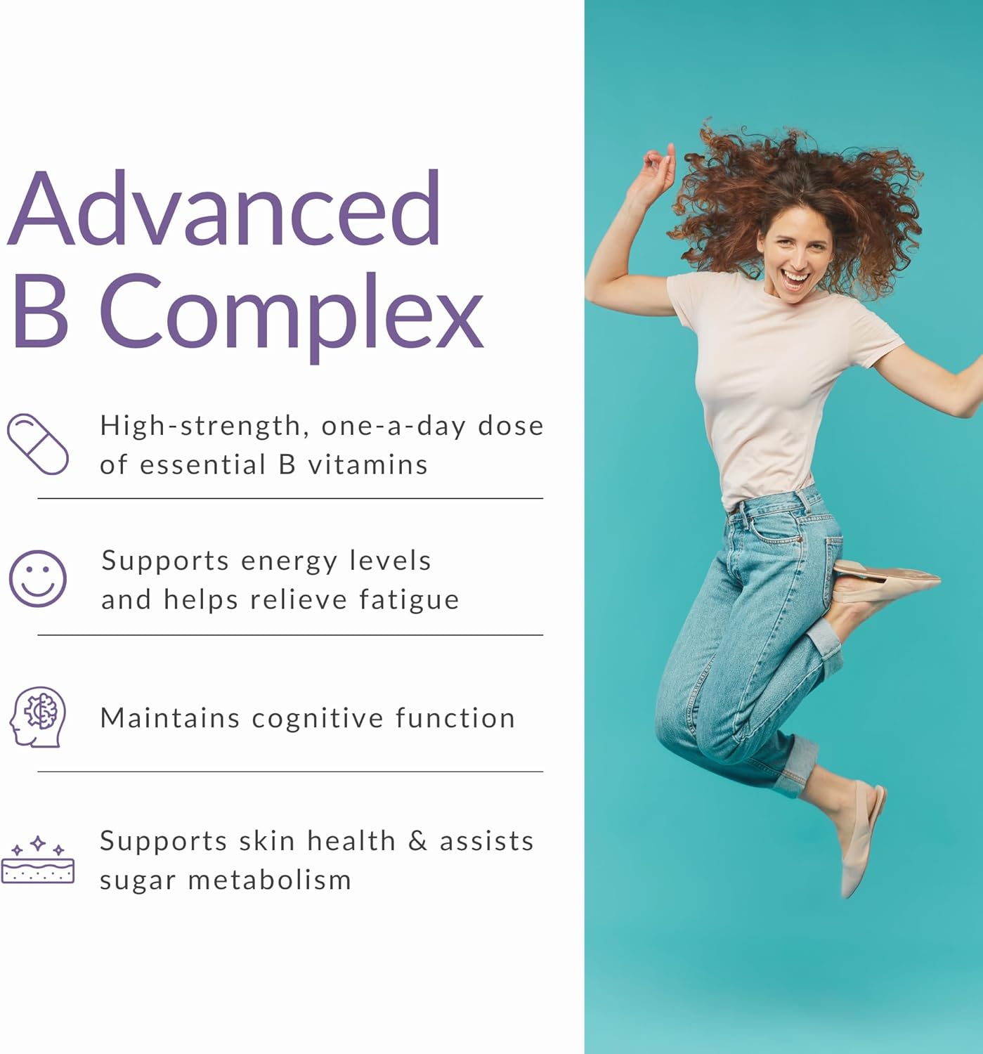 MICRONUTRITION Advanced B Complex Vitamin &ndash; One-A-Day, 60 Capsules - High-Strength - All 8 Essential B Vitamins B1, B2, B3, B5, B6, B7, B9 & B12 - Supports Energy, Cognitive Function, Skin Health image number 4