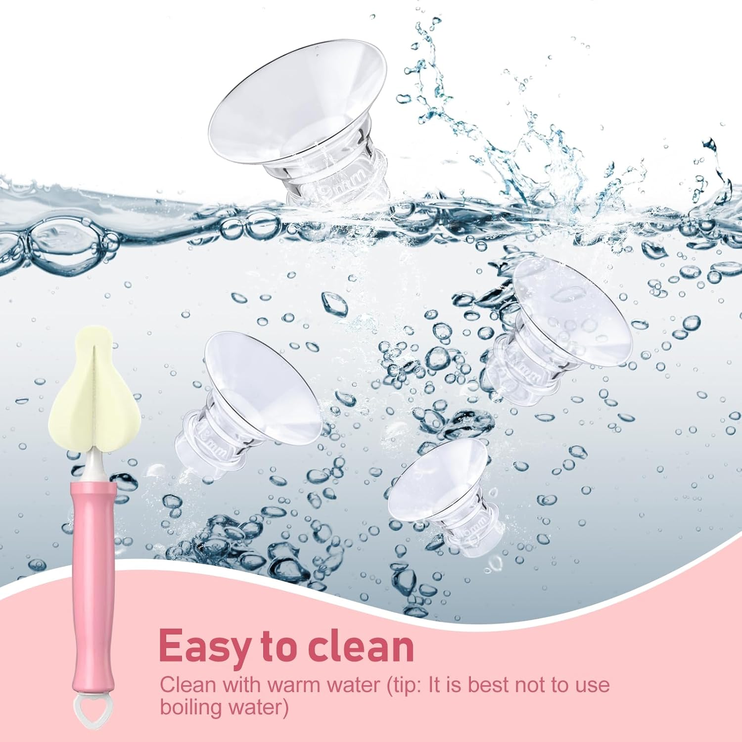 13PCS Flange Sizing Kit 13/15/17/19/21Mm with Nipple Measurement Card & Cleaning Brush, Silicone Flange Inserts for 24Mm Breast Pump Shields/Pumps Accessories