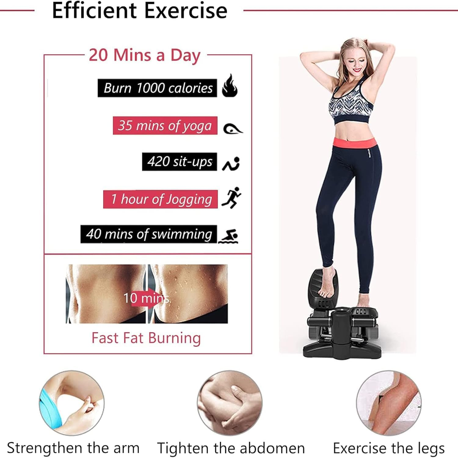 Stepper for Exercise, Mini Stair Stair Stepper with 300LBS Loading Capacity, Foot Exerciser for Full Body Workout, Fitness Stepper Resistance Bands for Home Apartment