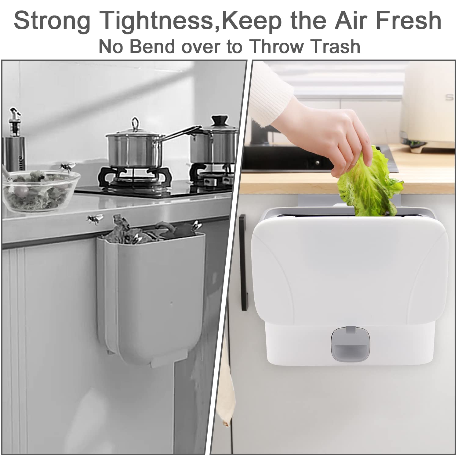 Kitchen Bin inside Cupboard 7L Compacting Trash Bin with Lid Mountable Hanging under Sink Compost Bin for Kitchen, Caravan, Space Saving Small Size image number 3