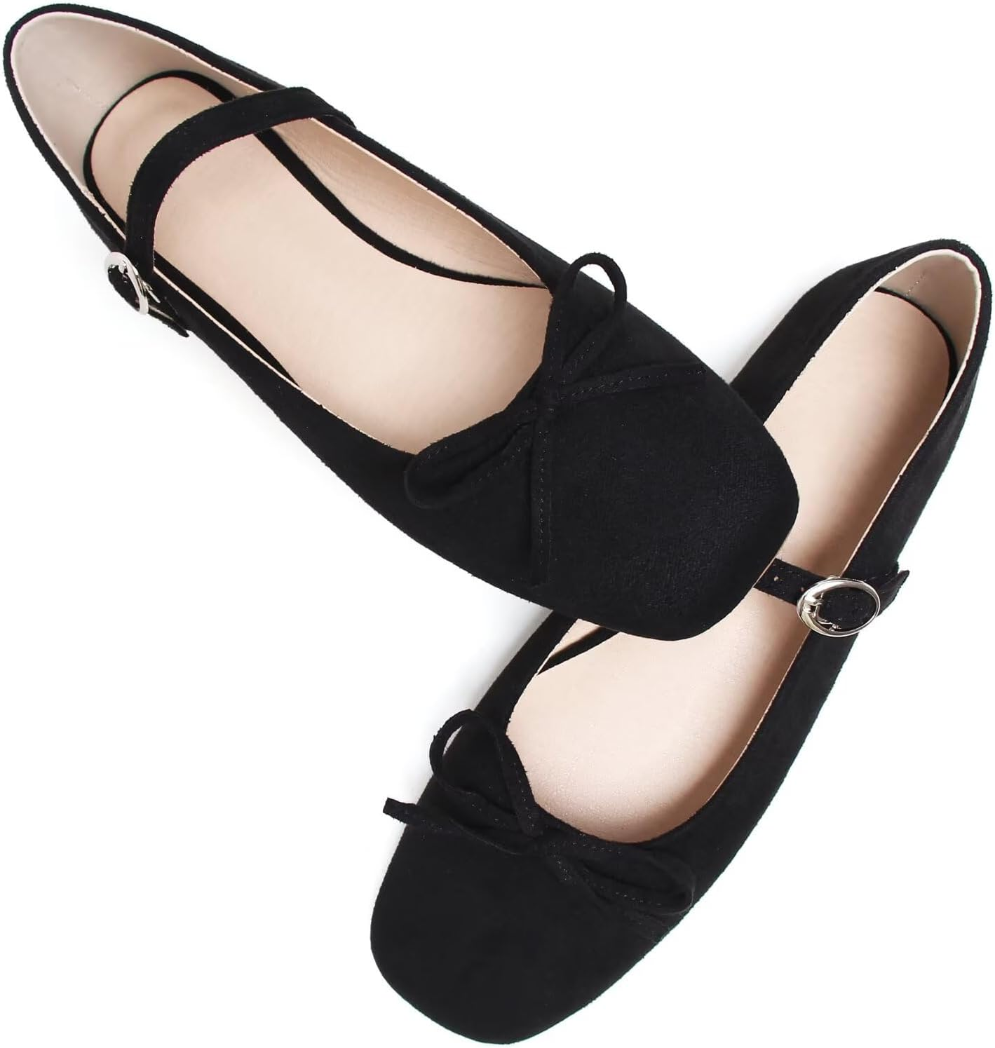 TN TANGNEST Women'S Slip on Flats Comfortable Square Toe Mary Jane Flats Soft Dance Ballet Flats
