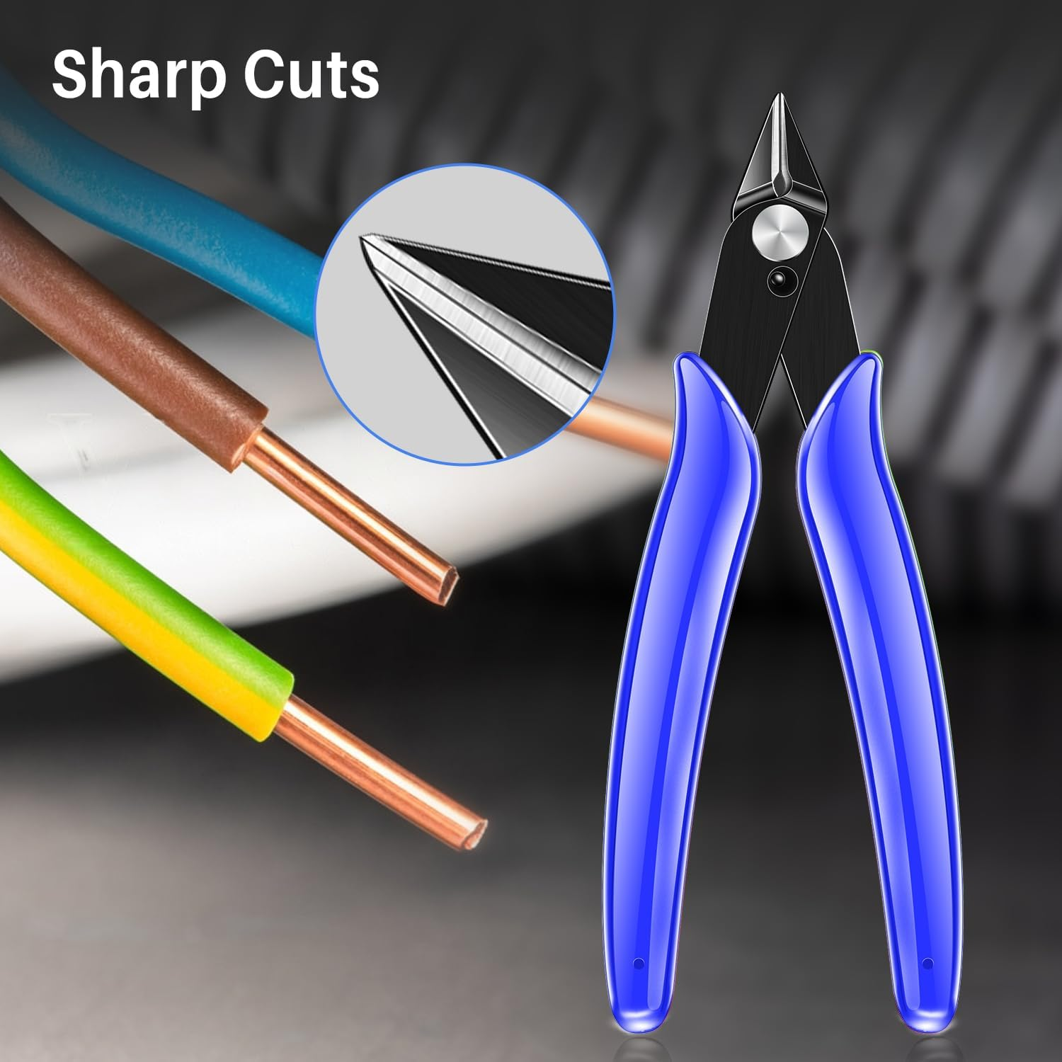 NICE-POWER Wire Cutters, 5 Inch Professional Pliers Cutter Electronic Flush Wire Cutter Carbon Steel Cutting Nippers for Electrical Jewelry Making(Blue) image number 5