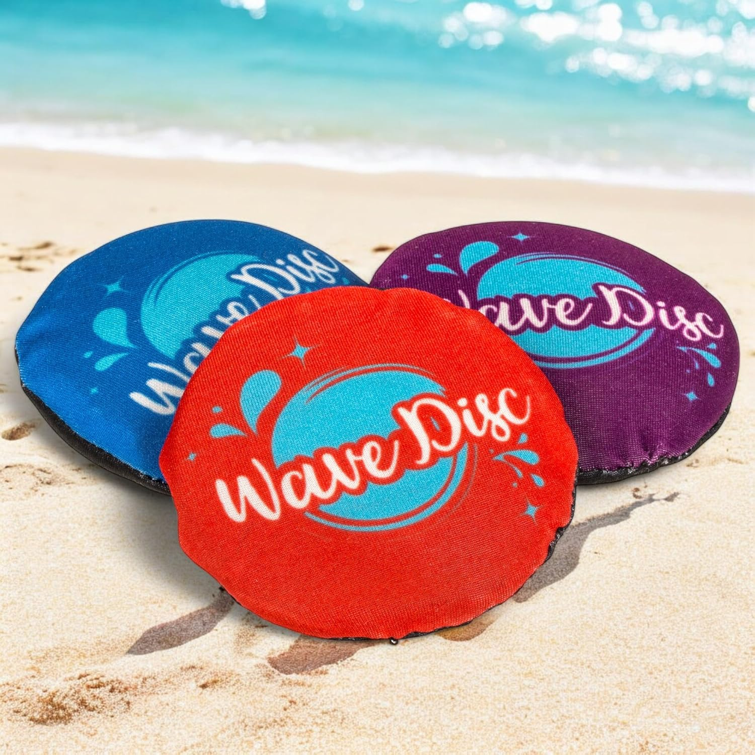 MIJOMA Set of 3 Mini Water Throwing Discs - Colourful Water Frisbees Made of Rubber and Polyester Diameter 7 Cm - Water Toy for Beach and Pool - Soft, Safe and Fun for Young and Old image number 1