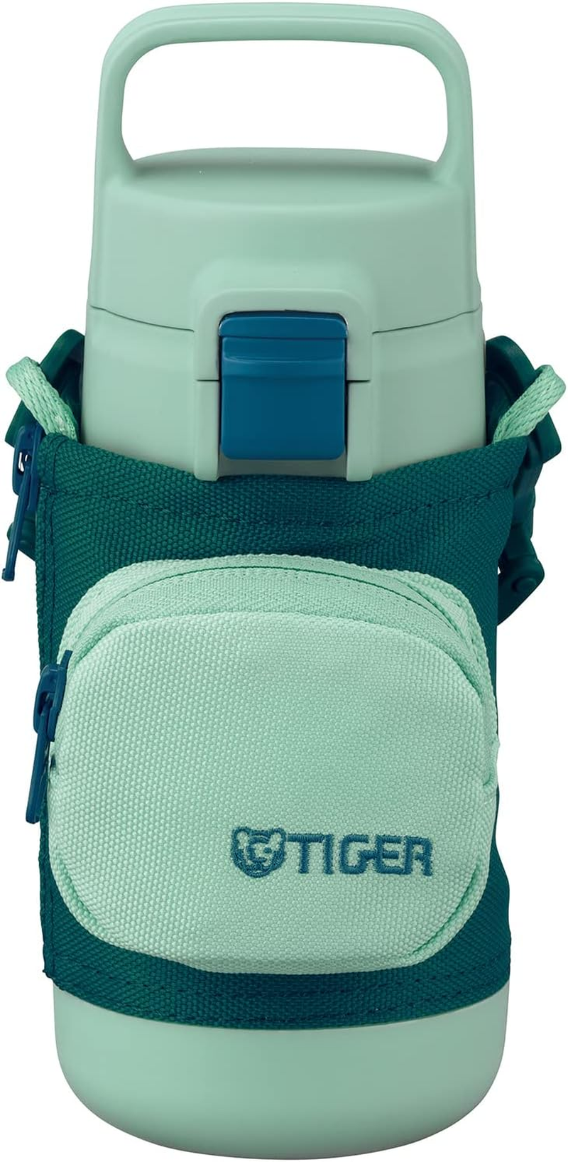 MTA-A080GM Tiger Water Bottle, 28.7 Fl Oz (800 Ml), Empty Handle, Multi-Pocket Bottle, for Girls, Boys, One Touch, Easy to Wash, Wide Mouth, Handle Included, Sustainable, Recycled Material,