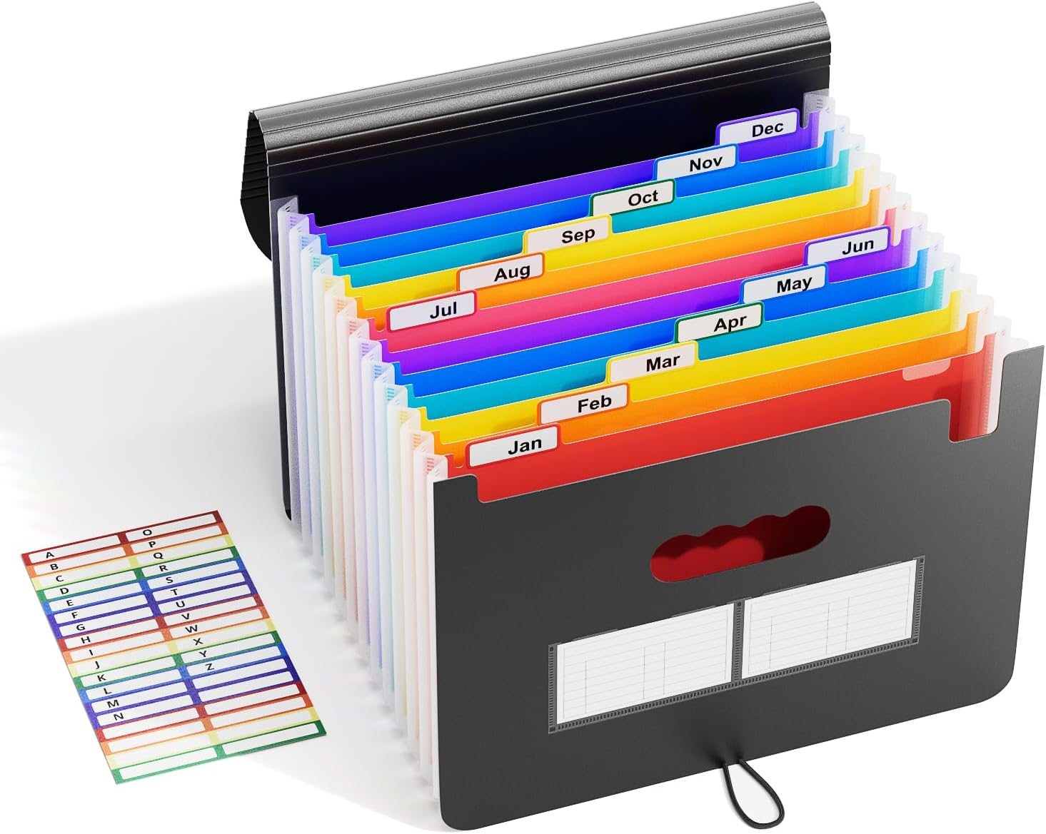 24 Pockets Expanding File Folder with Cover/Accordion File Organizer/A4 Letter Size Portable Expanding Paper Organizer High Capacity Plastic Portable Bag Colored Tab for Business/Office/Filing Box