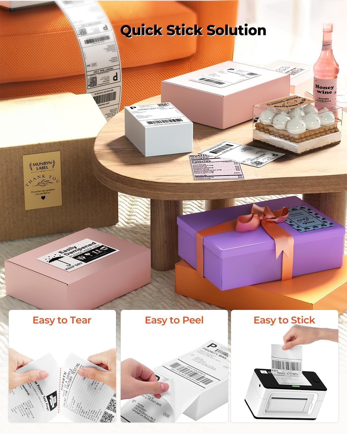 MUNBYN Thermal Direct Shipping Label (Pack of 500 4X6 Fan-Fold Labels) - Commercial Grade&hellip;