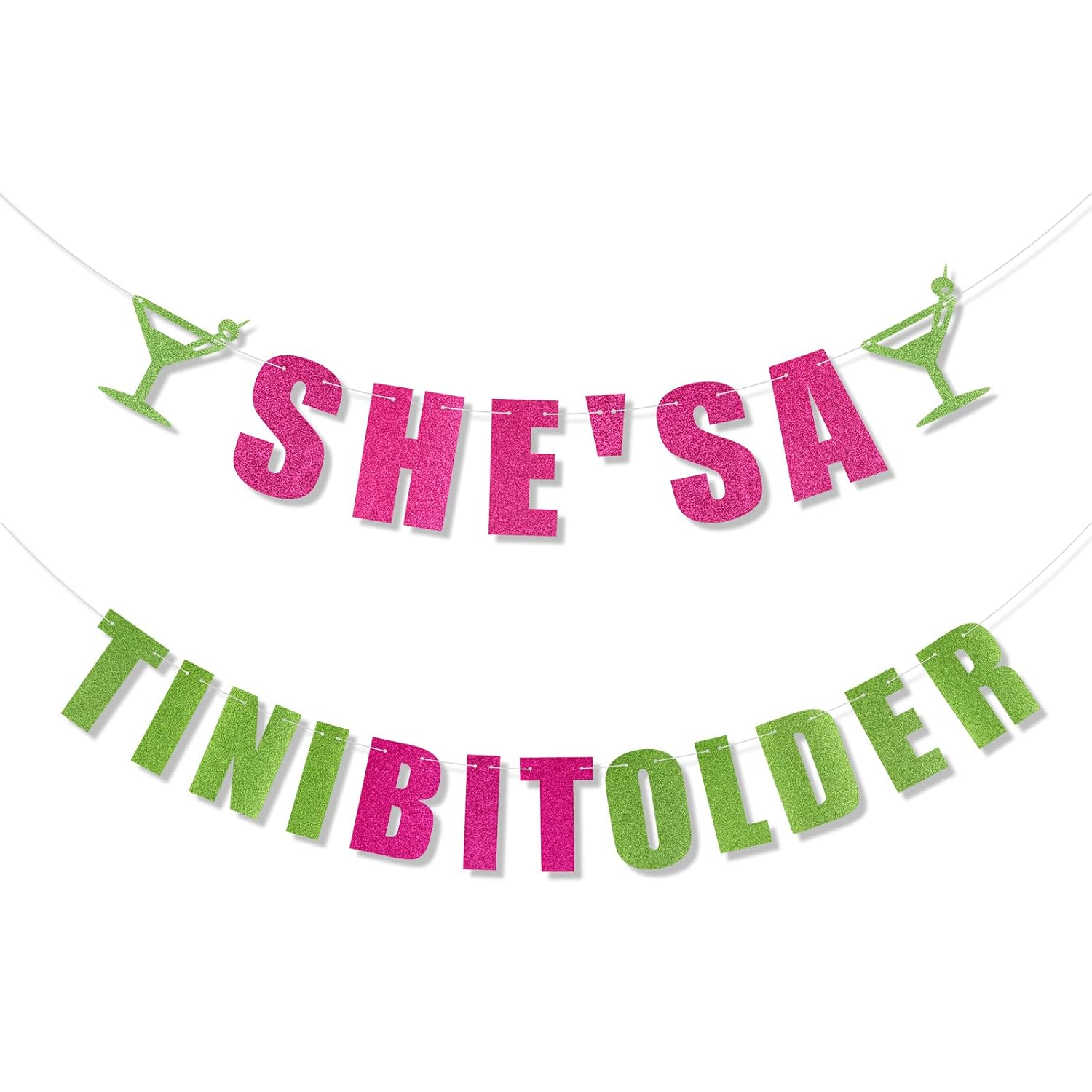 SHE'S a Tini Bit Older Banner, Martini Party Decorations Green Martini Party Decorations Garland Backdrop for Party Decoration Bachelorette Birthday Decor image number 5