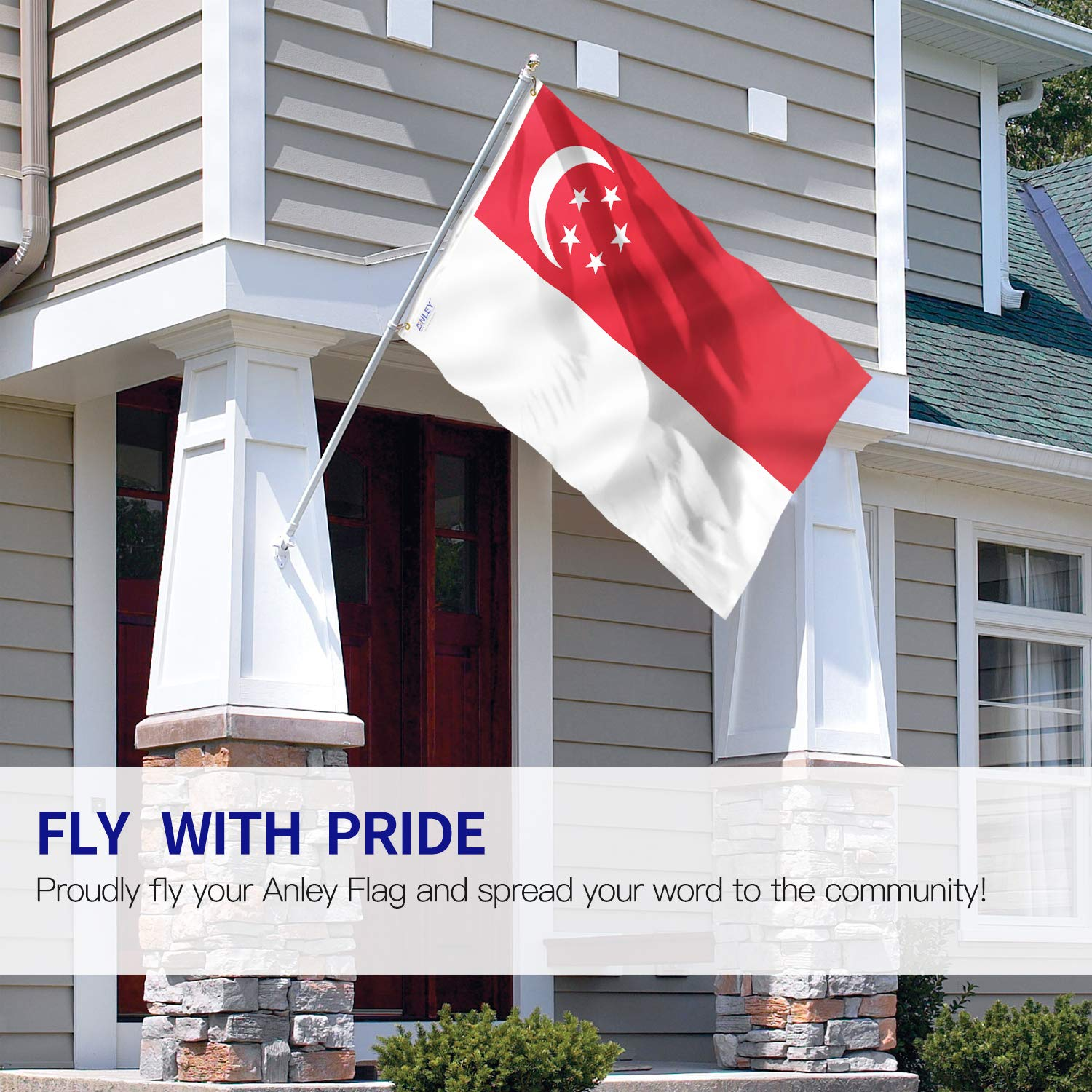 ANLEY Fly Breeze 3X5 Feet Singapore Flag - Vivid Color and Fade Proof - Canvas Header and Double Stitched - Singaporean Flags Polyester with Brass Grommets 3 X 5 FT image number 3