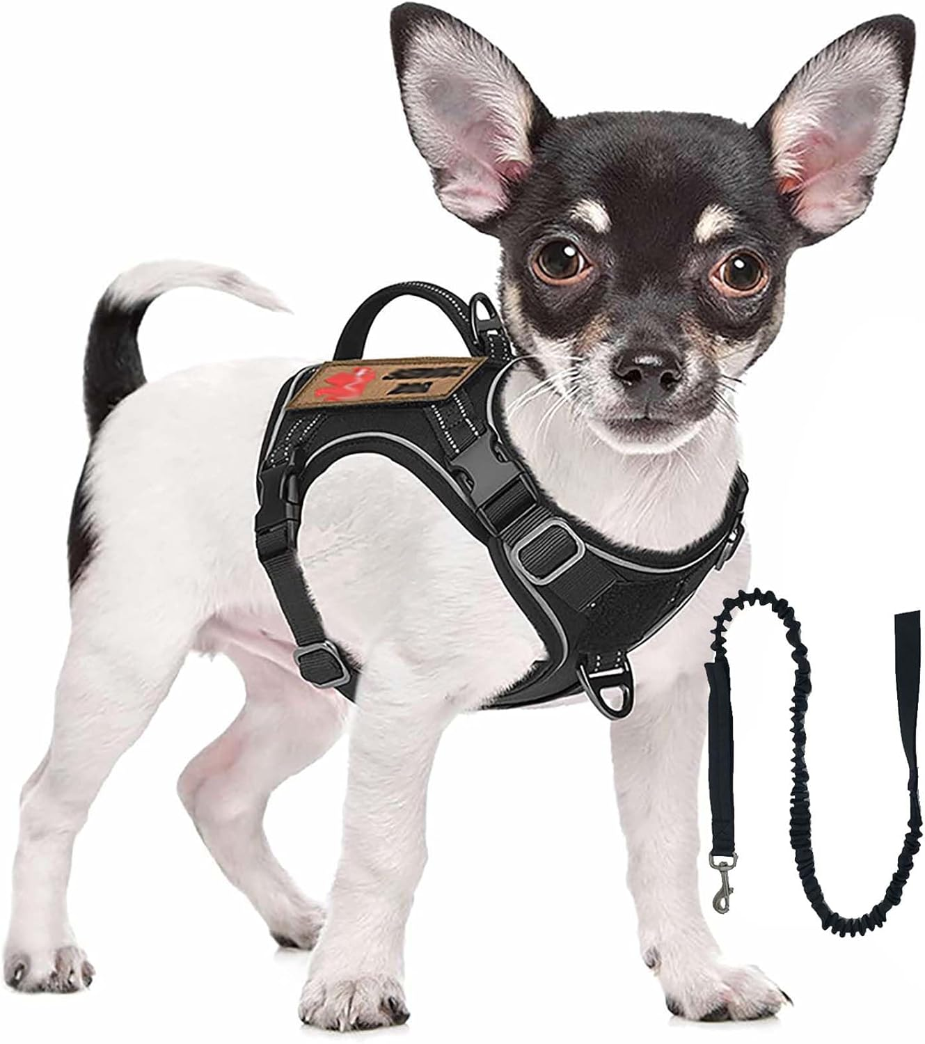 UOSIA Tactical Dog Harness for Small Dogs Military Service Dog Vest with Vertical Handle and Reflective No Pull Adjustable Pet Vest Harness for Outdoor Training