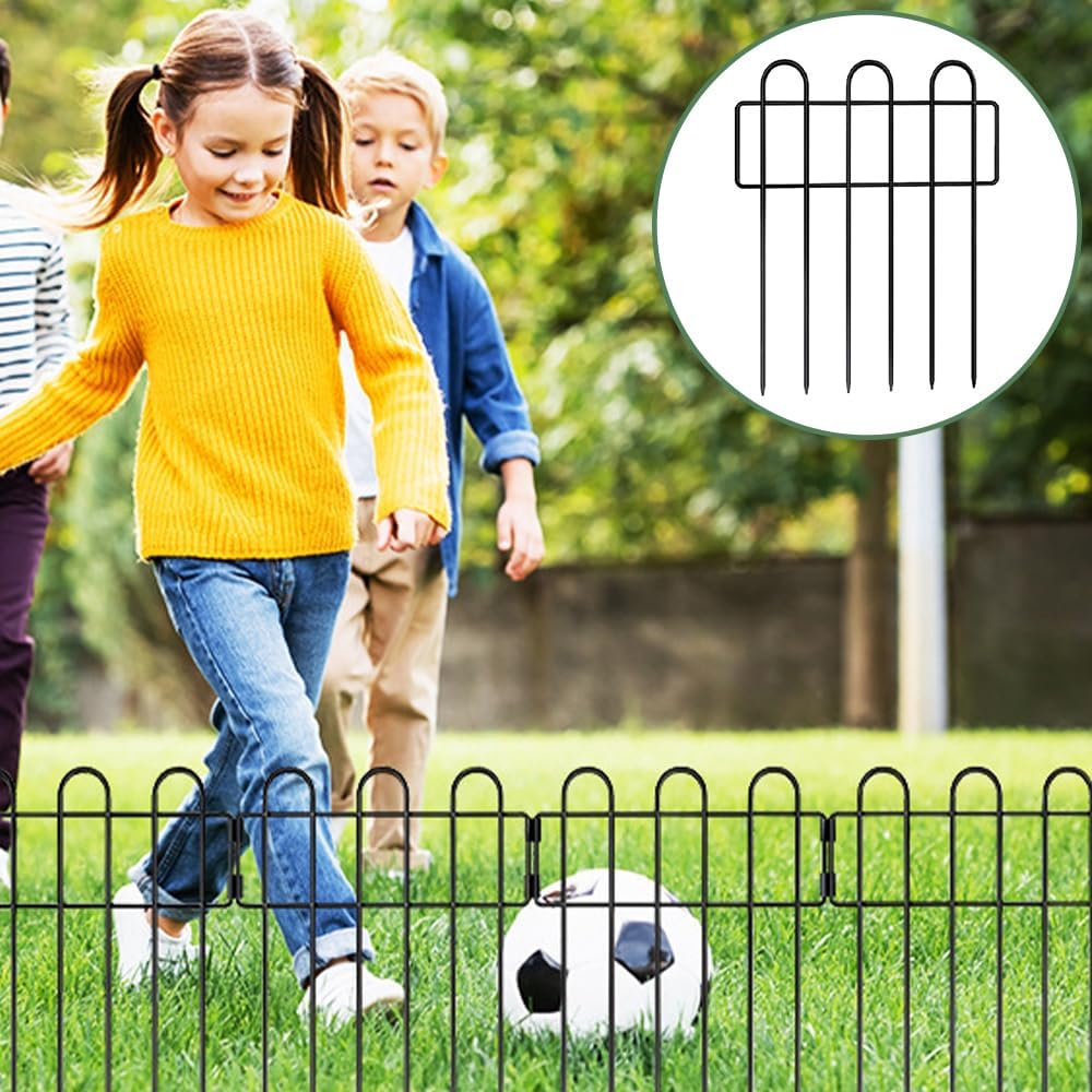 TOMVAES Garden Animal Barrier Fence,10 Pack Decorative Garden Fence, Rustproof Metal Wire Garden Border Fence, Dog Rabbits Ground Stakes Fence for Garden Patio, 30.5X42.5Cm image number 3