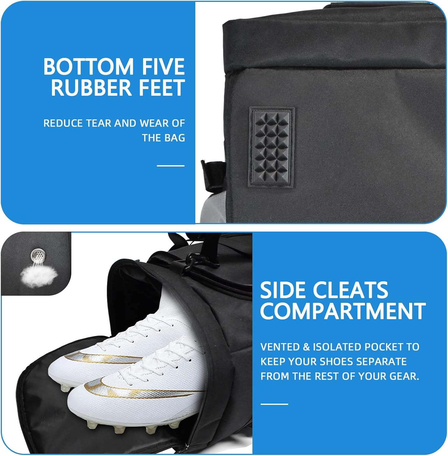 AUMTISC Lacrosse Bag Backpack 65L / 75L, 2 Stick Holders, Separate Cleats Compartment, Adjustable Shoulder Straps, Large Capacity to Holds All Lacrosse Equipment image number 4