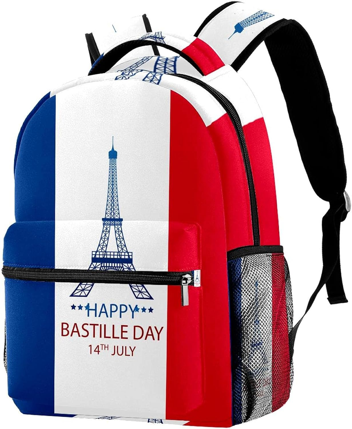 Happy Bastille Day Backpack Students Shoulder Bags Travel Bag College School Tote Backpacks image number 5