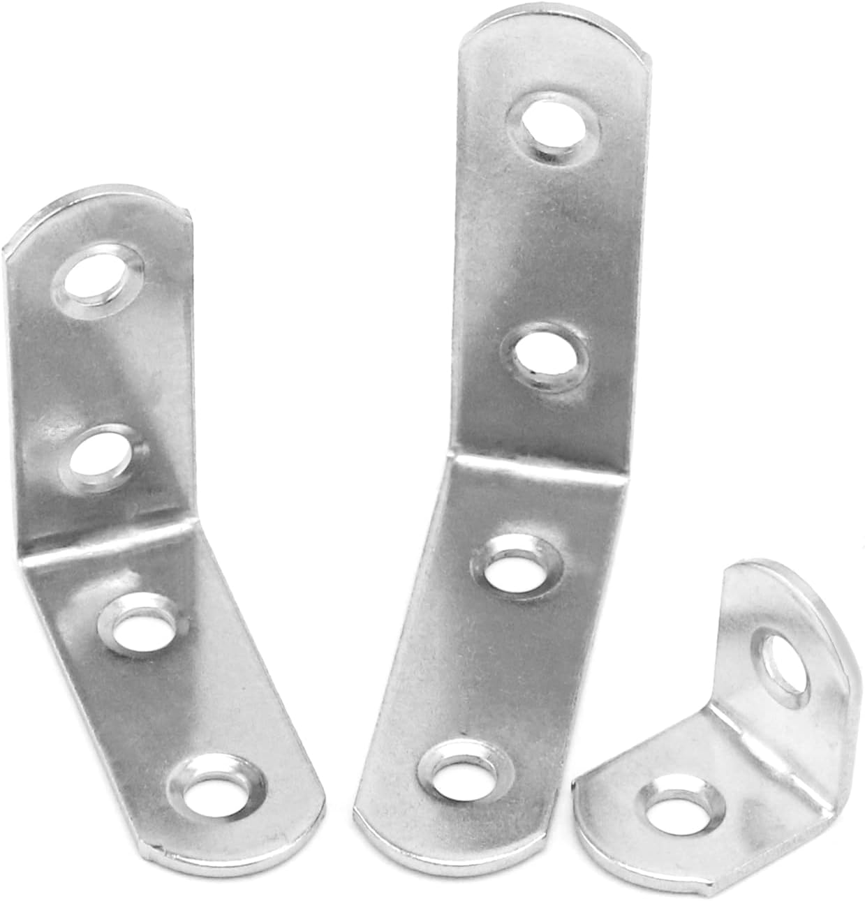 QWORK L Brackets for Wood , 28Pcs Corner Brace , Stainless Steel , 16X20Mm , 16X40Mm , 16X50Mm , 90 Degree L Shaped Brackets for Furniture Fixation image number 2
