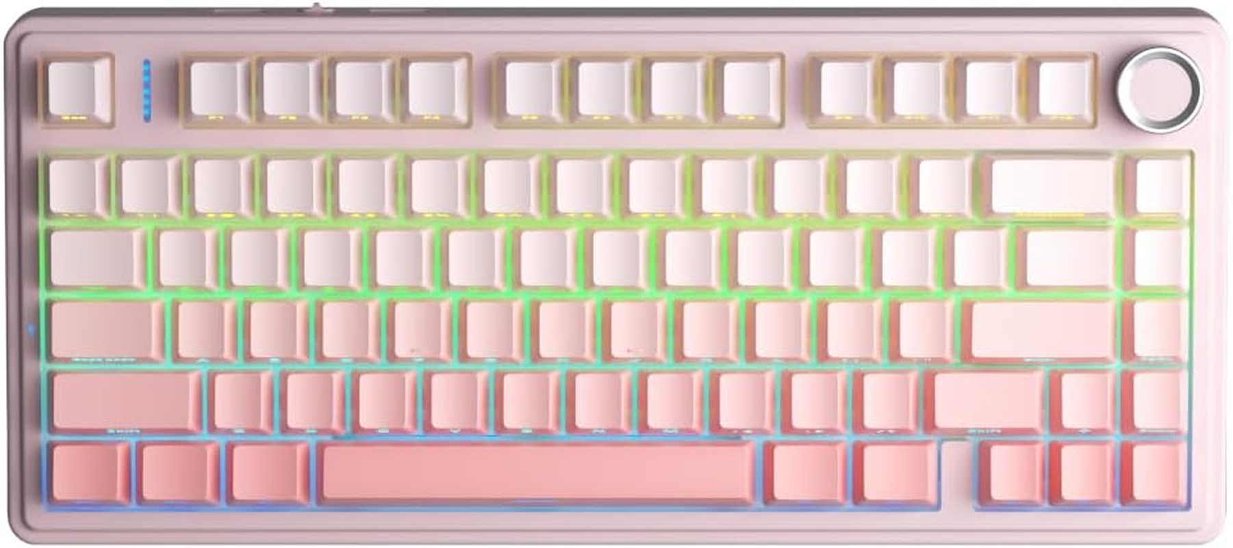 AULA F75 Wireless Mechanical Keyboard &ndash; Tri-Mode 75% Layout &ndash; Hot Swappable &ndash; RGB &ndash; Gasket Mount &ndash; PBT Keycaps &ndash; 4000Mah Battery (Cedar Green (Ice Vein Switch)) - Black Contour (Star Vector Switch) image number 3