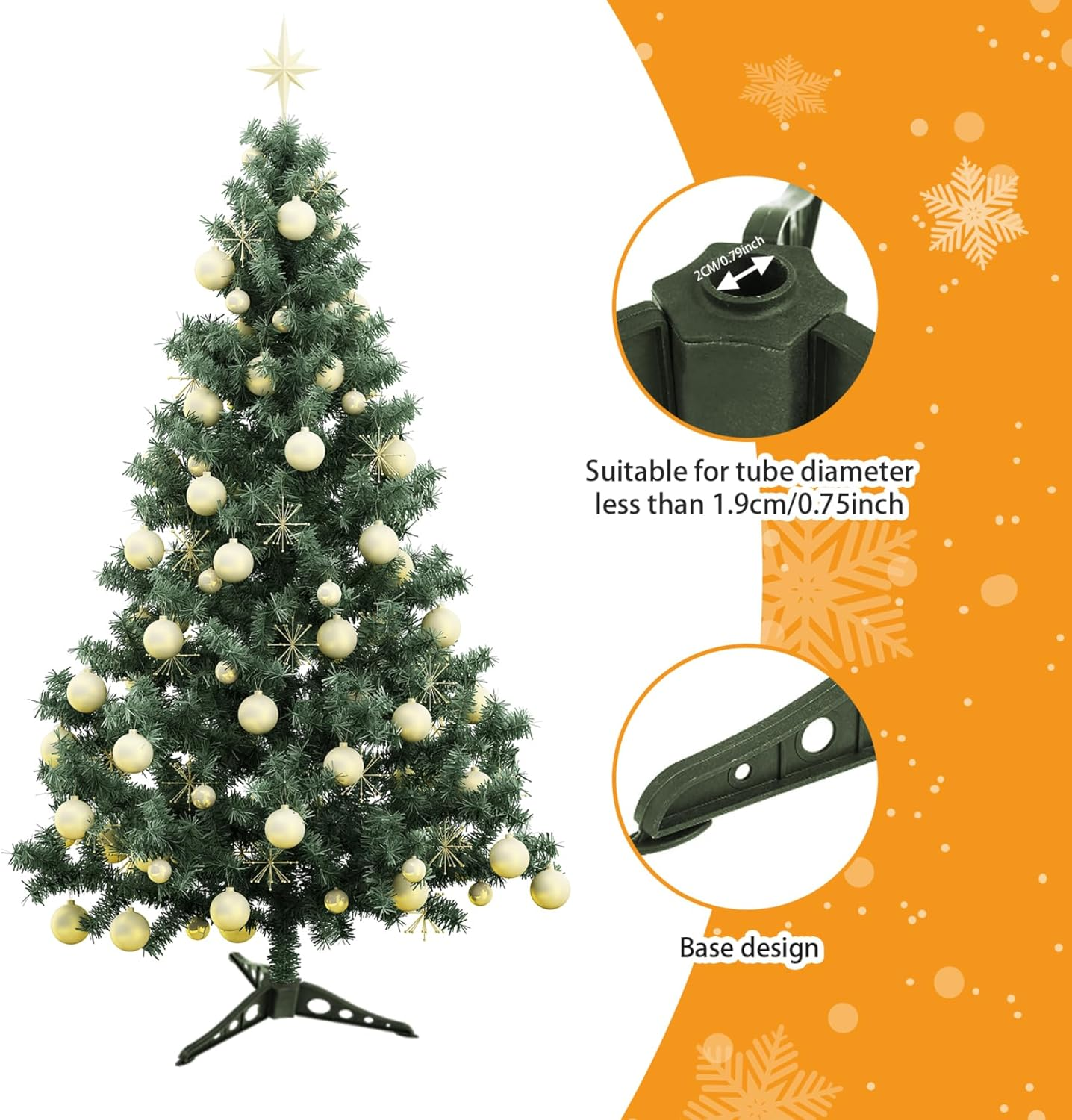 Christmas Tree Stands 0.8 in Hole Triangle Removable Christmas Tree Stable Plastic Rotating Replacement Christmas Tree Base Home Kitchen Tools image number 2